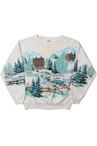Vintage Cabin In The Woods All Over Print Sweatshirt