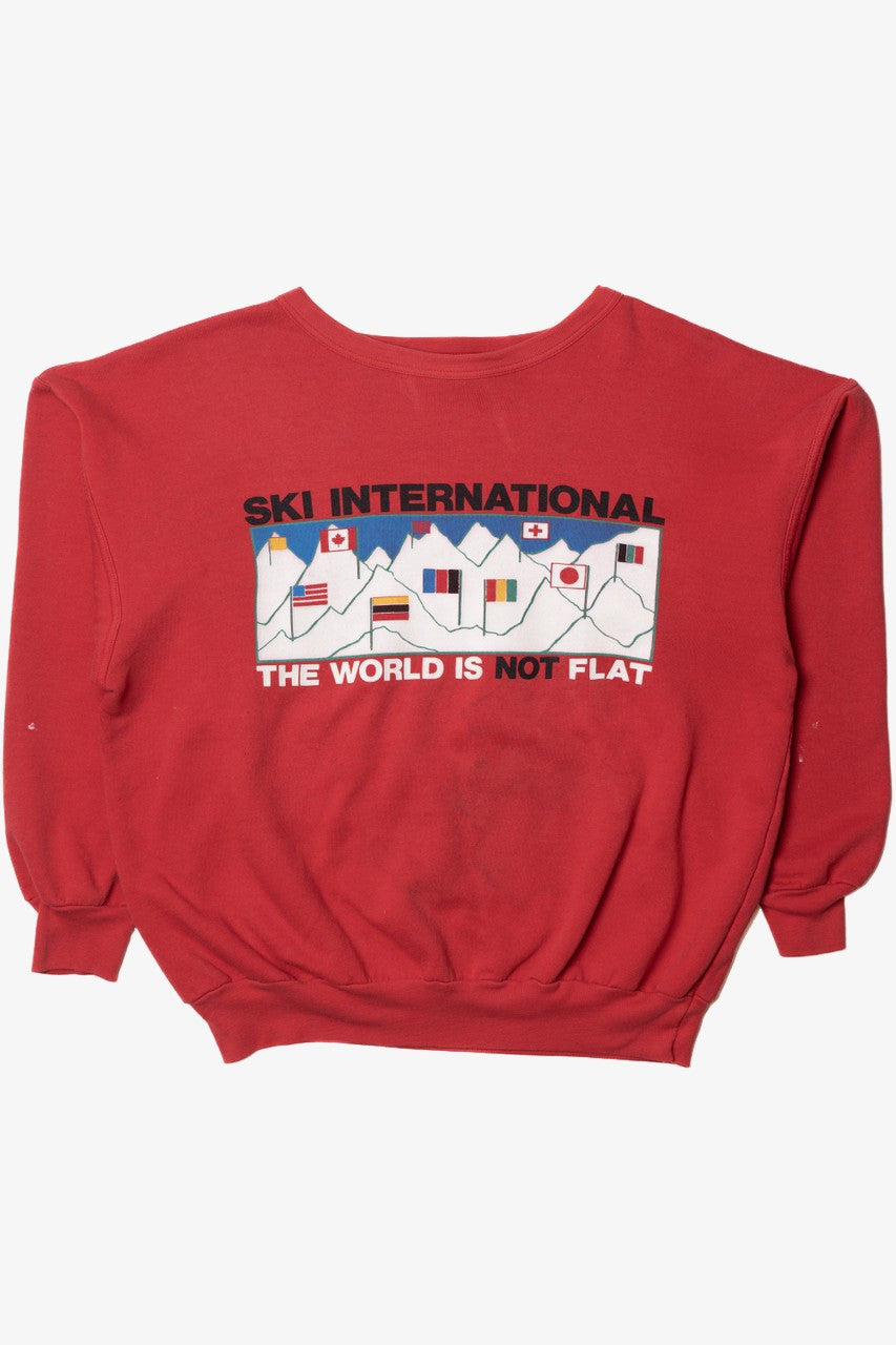 Vintage "Ski International The World Is Not Flat" Sweatshirt