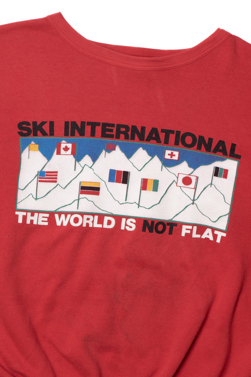 Vintage "Ski International The World Is Not Flat" Sweatshirt