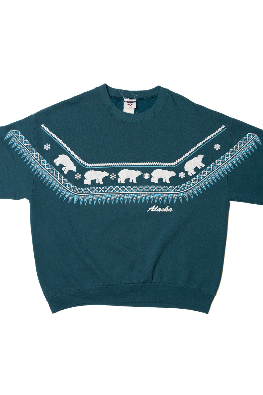 Vintage "Alaska" Polar Bear Pattern Sweatshirt