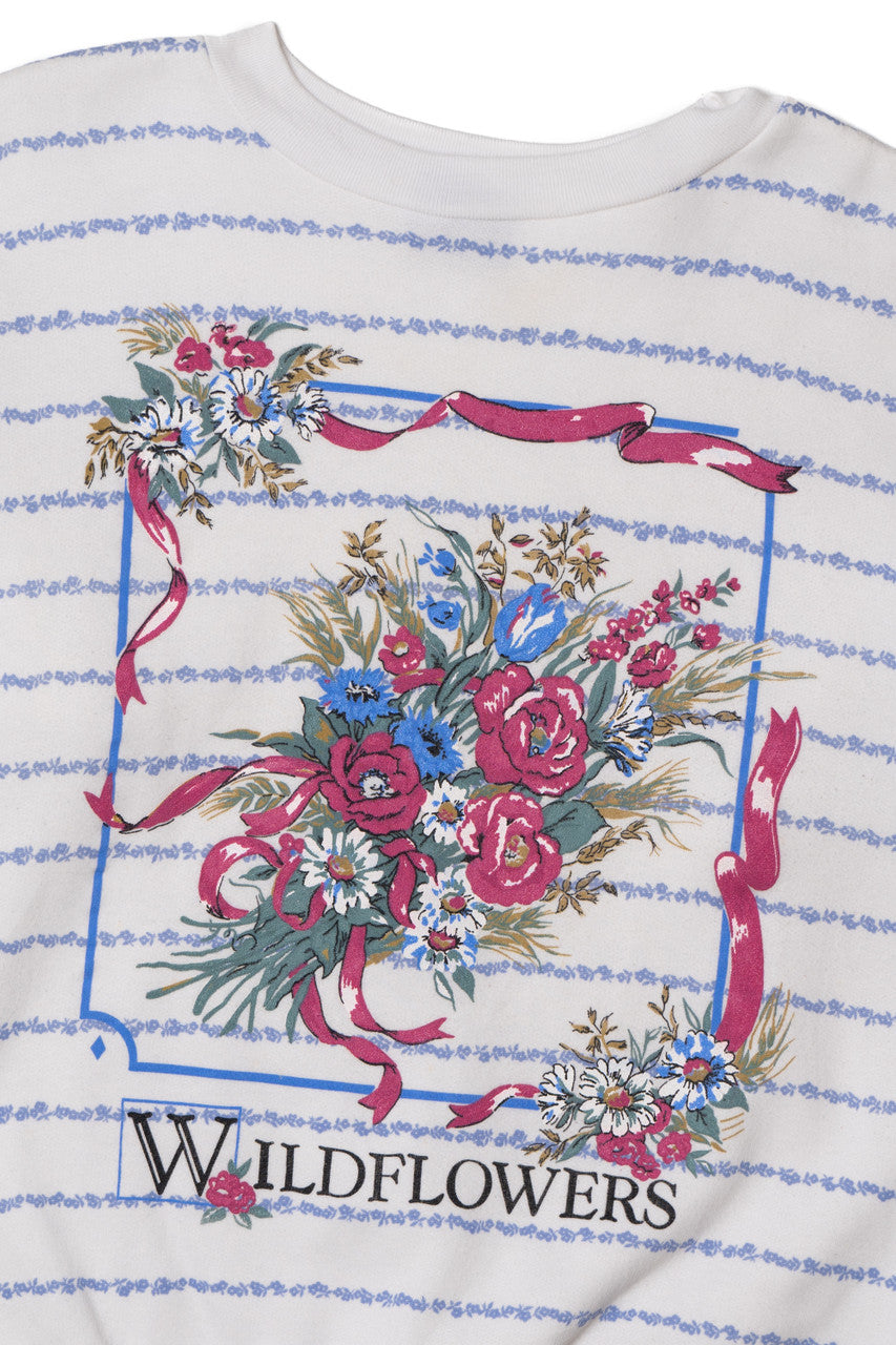 Vintage "Wildflowers" Striped Sweatshirt