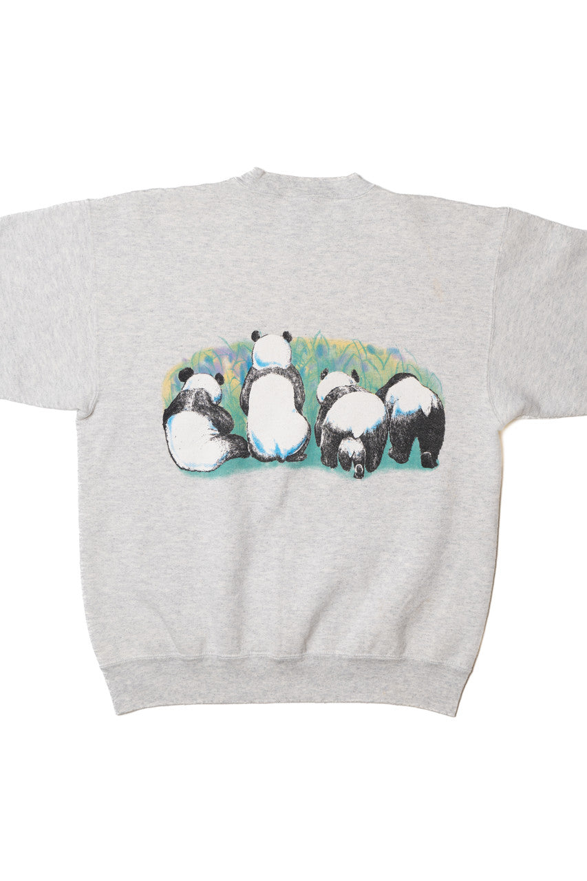 Vintage Panda Bears Front/Back Print Sweatshirt