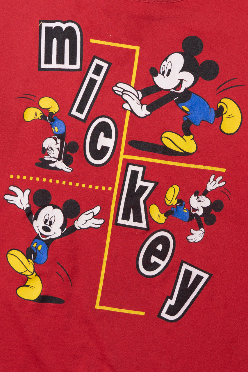 Vintage "Mickey" Spellout Mickey Mouse 3/4 Length Sleeve Sweatshirt