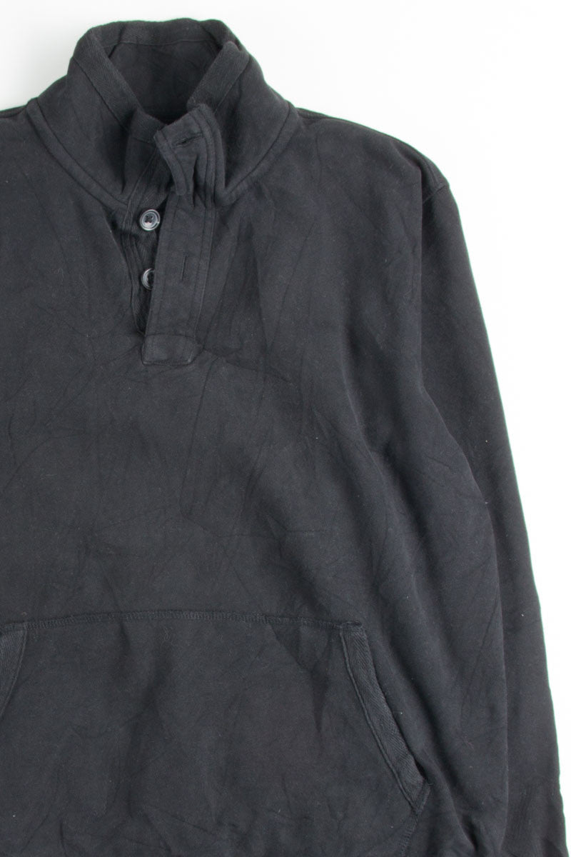 Black Button Up Pocket Sweatshirt