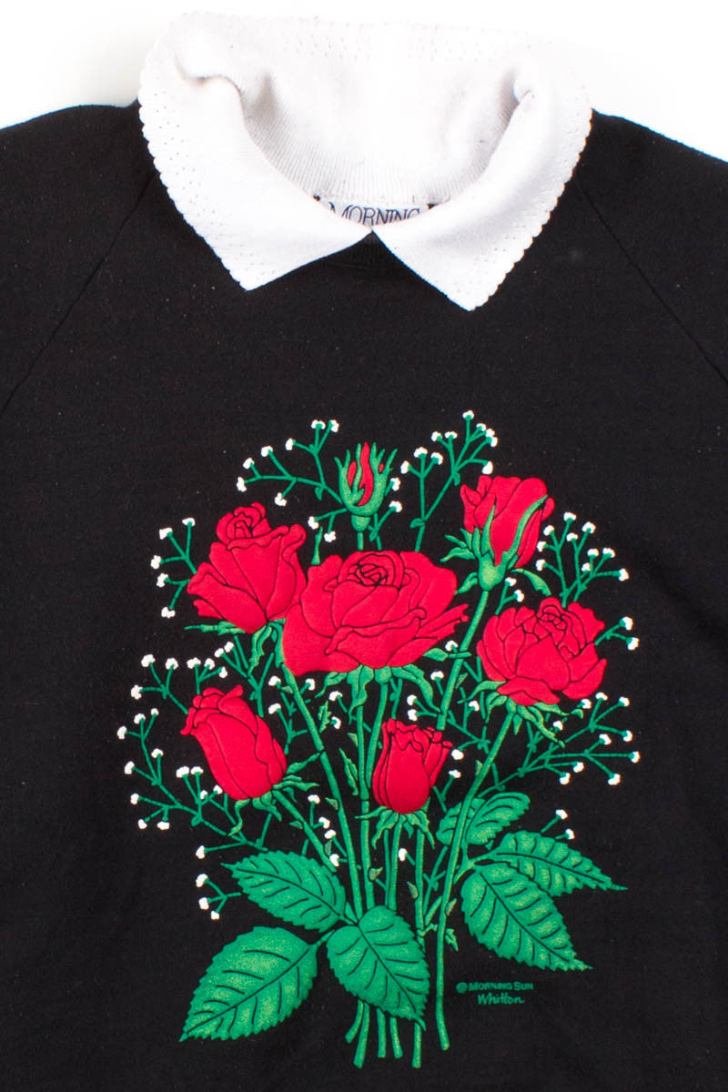 Black Roses Collared Sweatshirt
