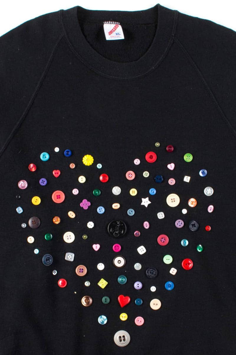 Button Heart Sweatshirt