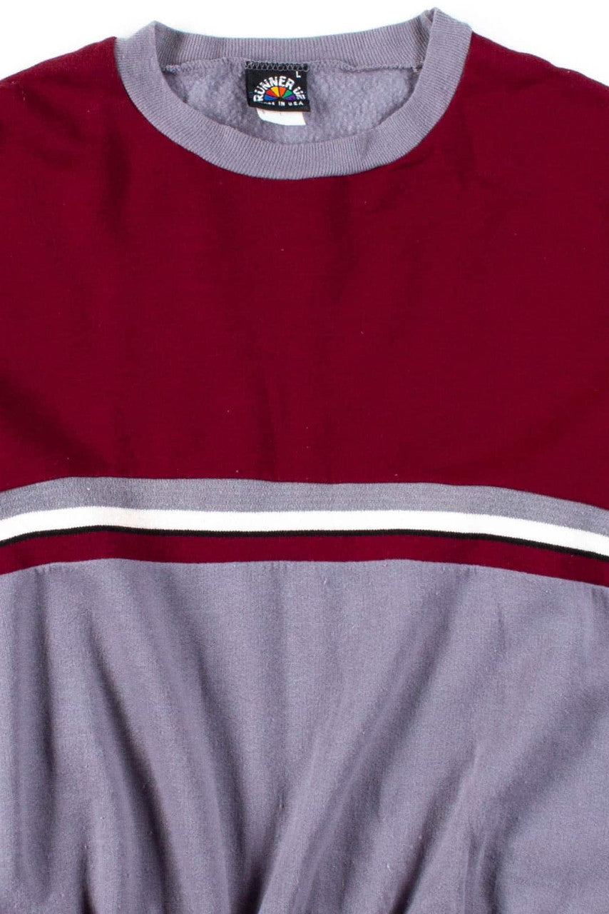 Burgundy & Grey Striped Sweatshirt