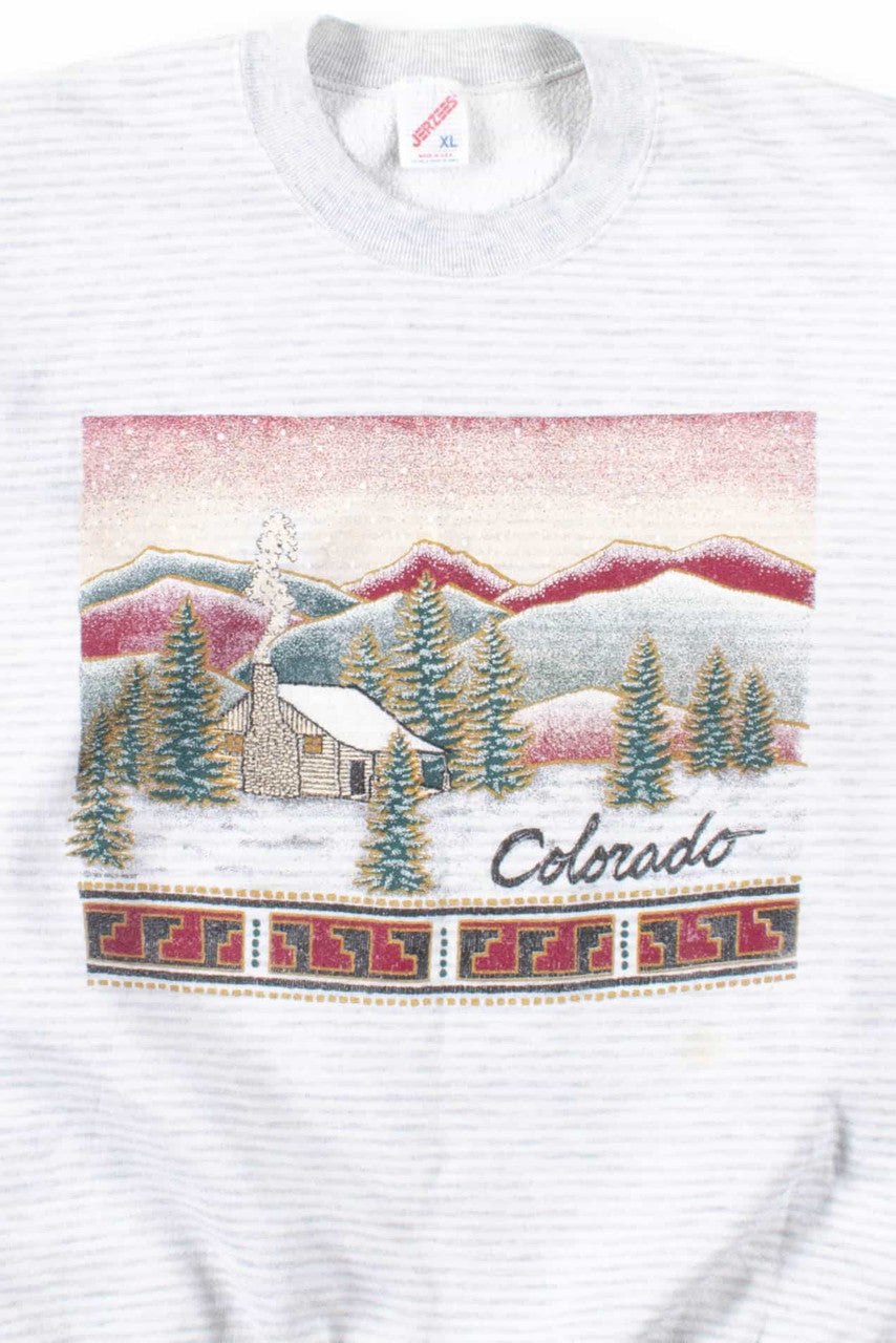 Colorado Cabin Striped Sweatshirt
