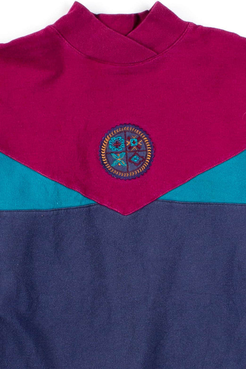 Floral Roundel Color Block Sweatshirt