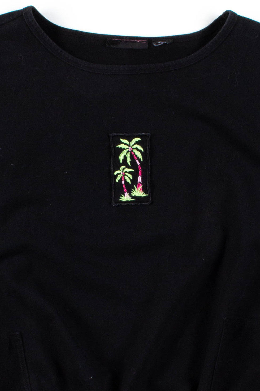 Palm Tree Patch Waist Tie Sweatshirt