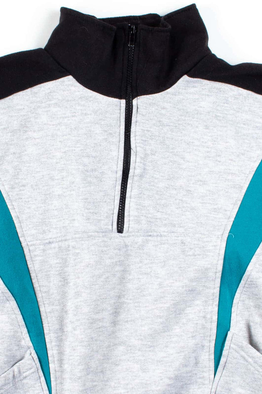 Grey Color Block Zip Neck Sweatshirt