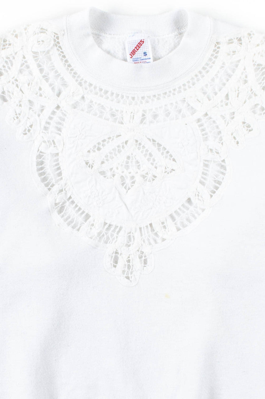 Vintage White Lace Sweatshirt