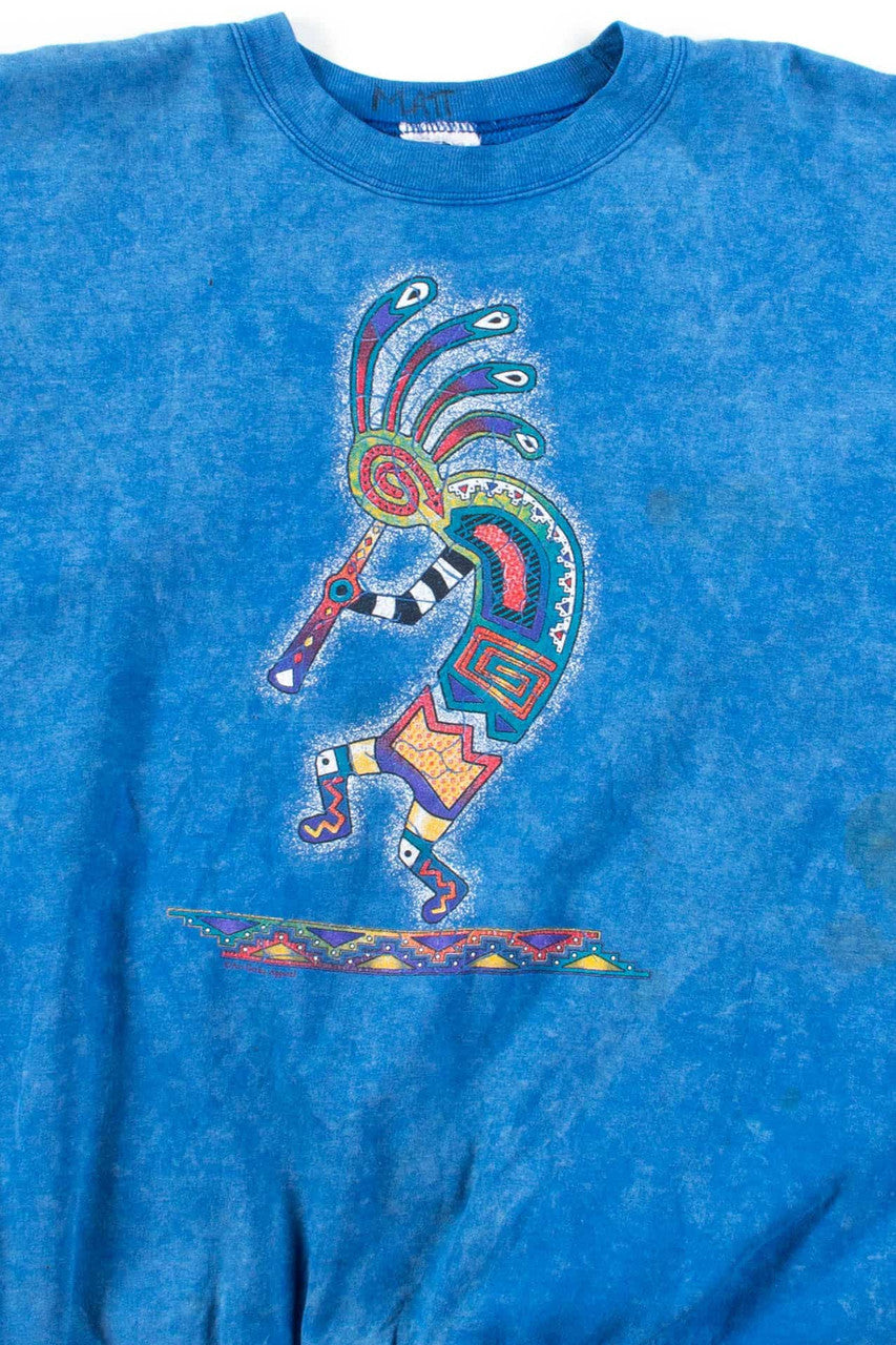 Blue Tie Dye Kokopelli Sweatshirt
