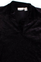 Black Velvet V-Neck Sweatshirt