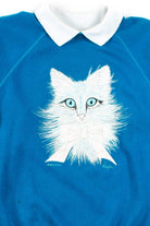 Blue Cat Collared Sweatshirt