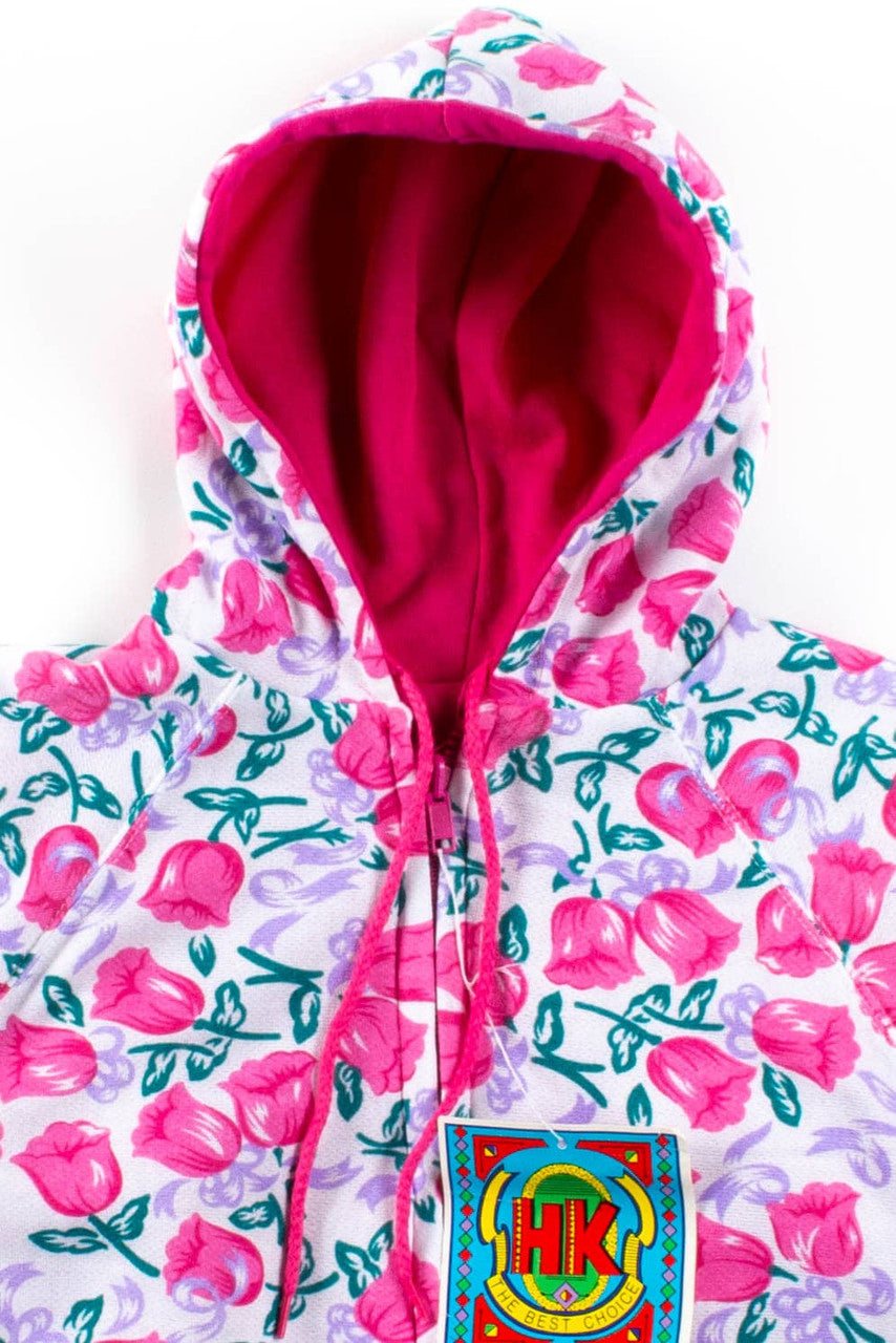 Reversible Pink Floral Zip Hoodie