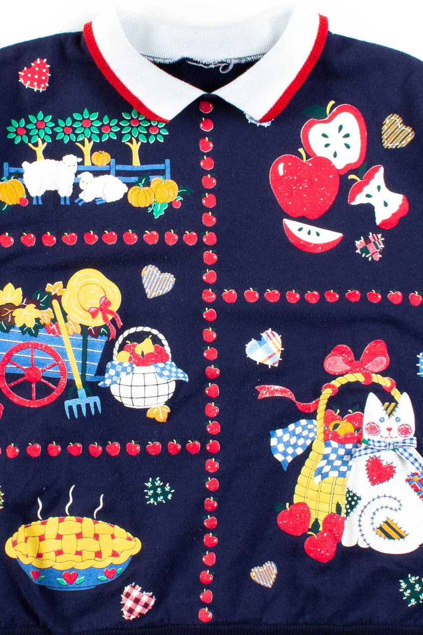 Apple Fall Harvest Collared Sweatshirt