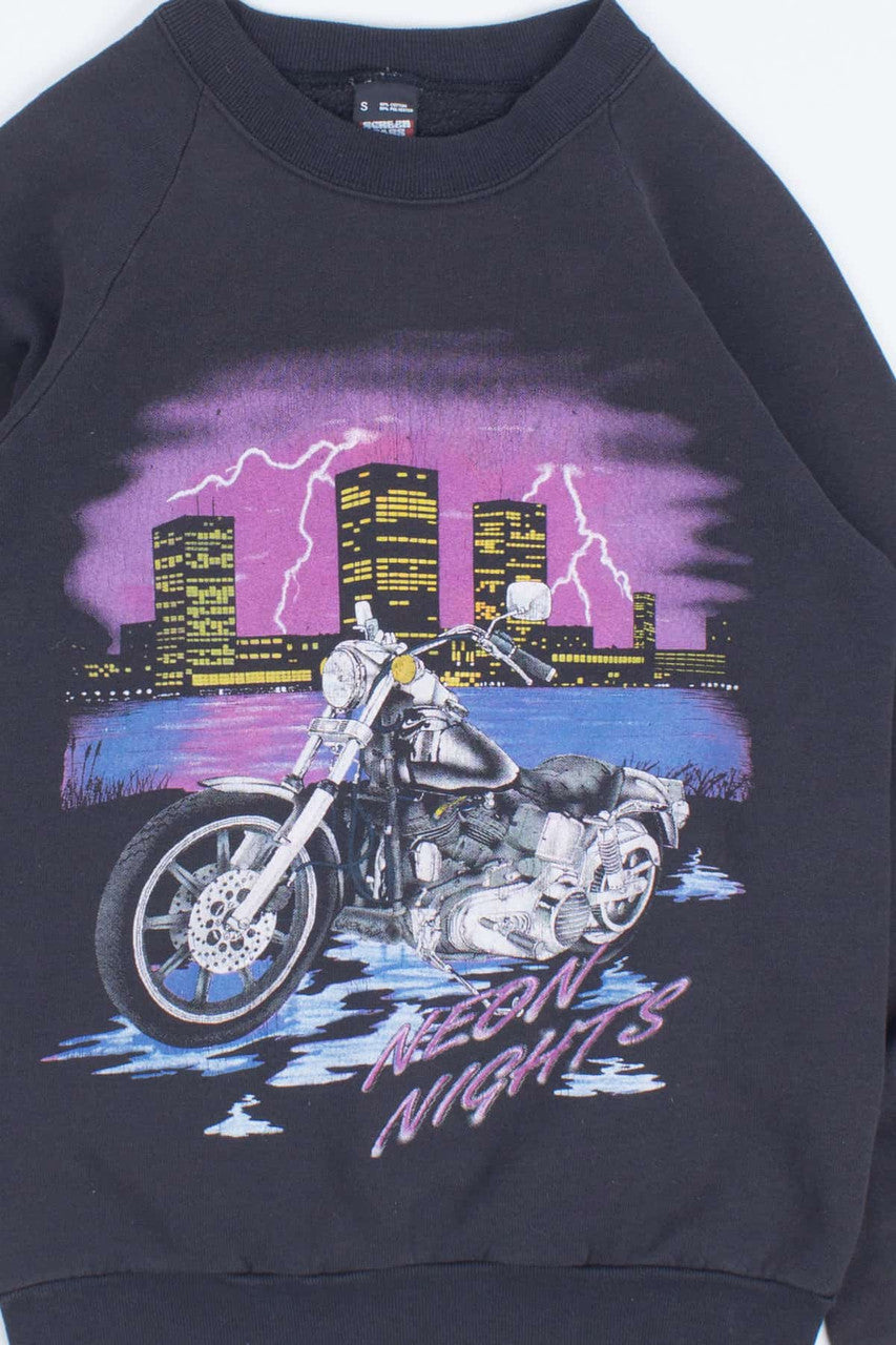 Vintage "Neon Lights" Motorcycle Sweatshirt