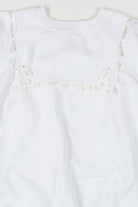 White Cut Out Crochet Detail Sweatshirt