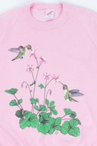 Vintage Light Pink Humming Birds Sweatshirt