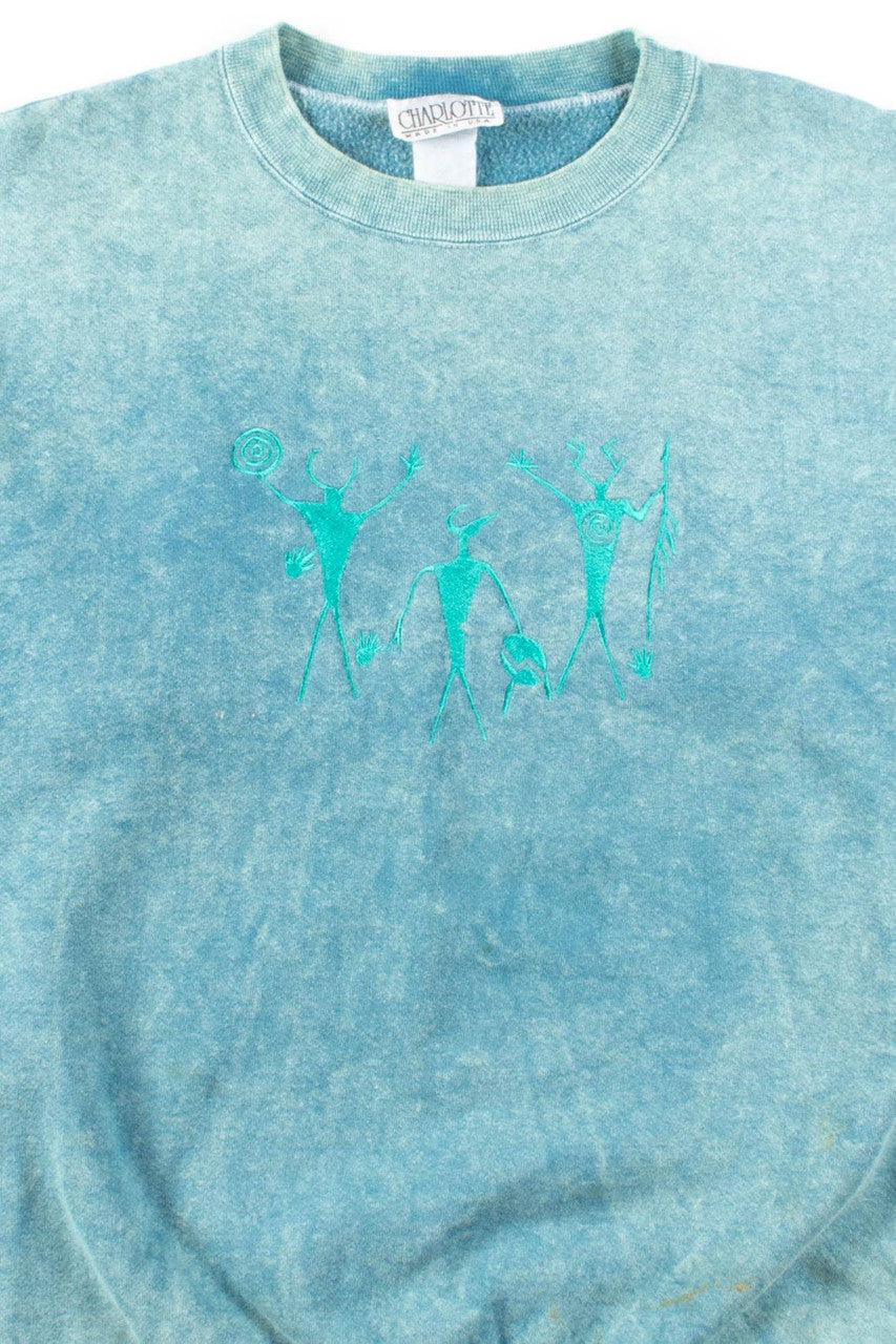 Green Stonewashed Cave Paintings Sweatshirt