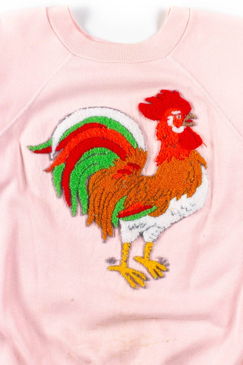 Pink Rooster Short Sleeve Sweatshirt