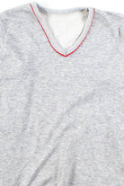 Grey Striped V-Neck Vintage Sweatshirt