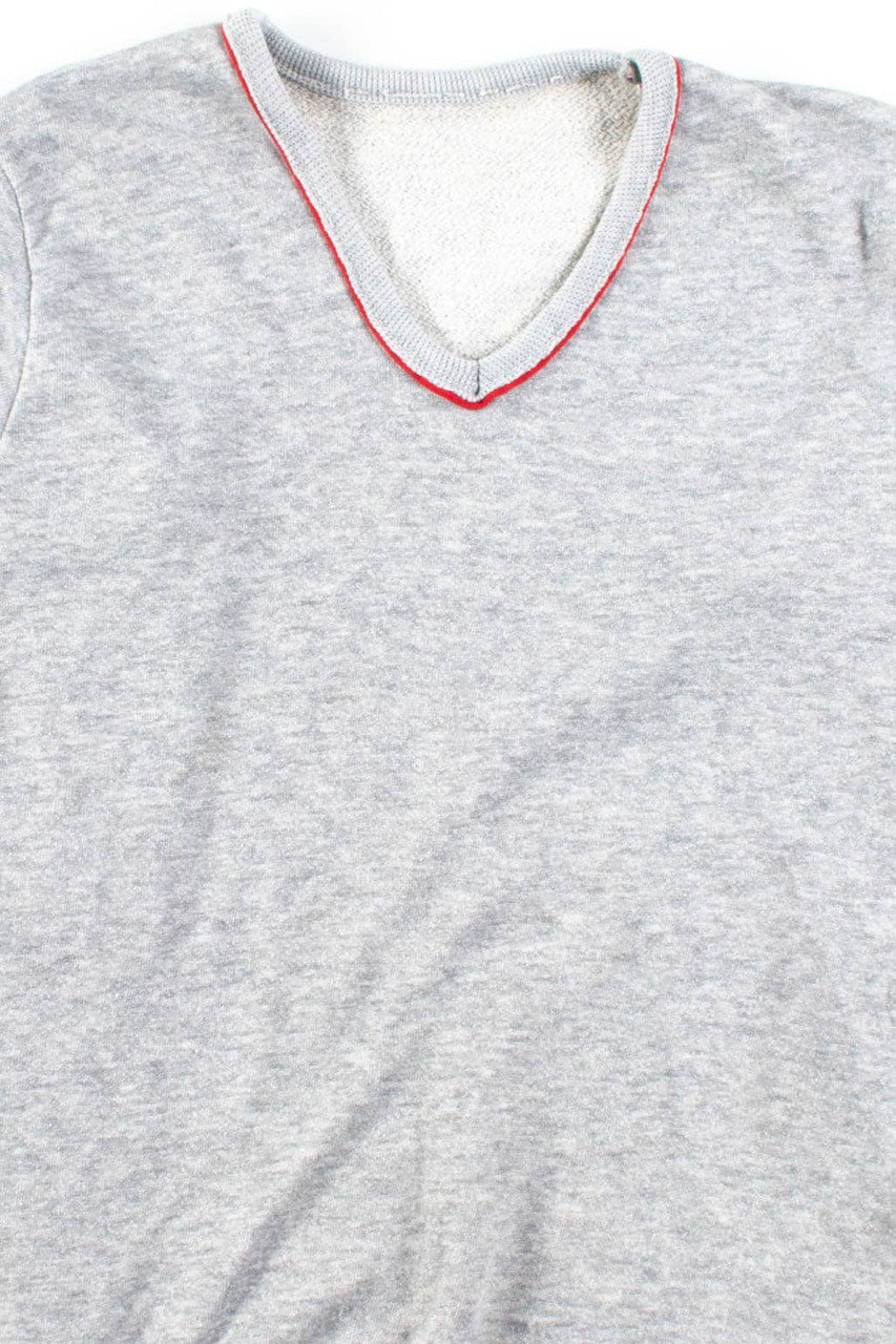 Grey Striped V-Neck Vintage Sweatshirt