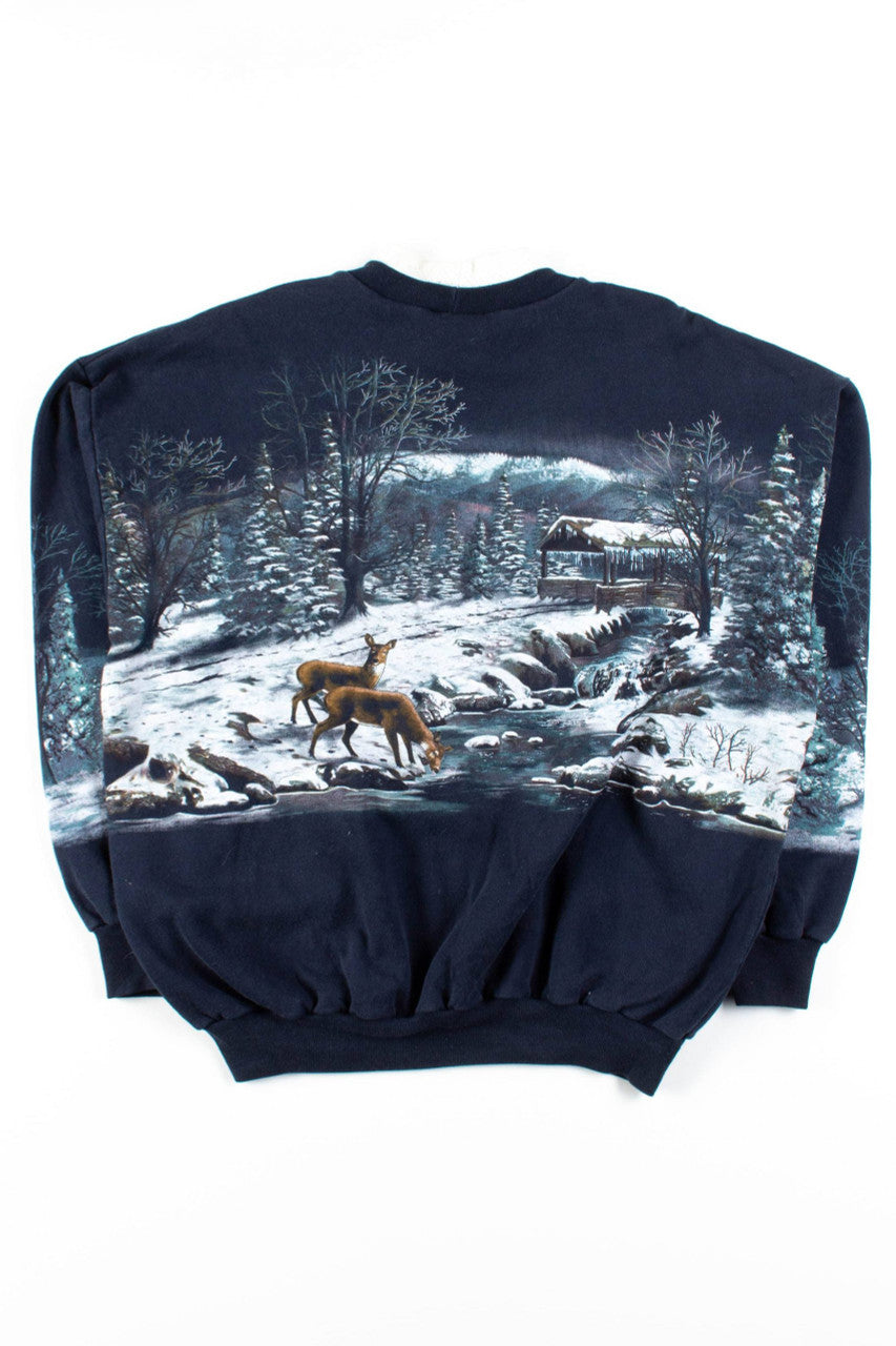 Allover Horsedrawn Sled Graphic Sweatshirt