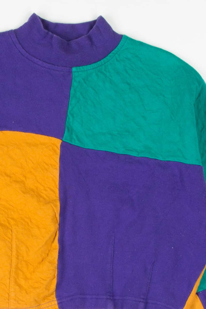 Mardi Gras Color Block Cropped Sweatshirt