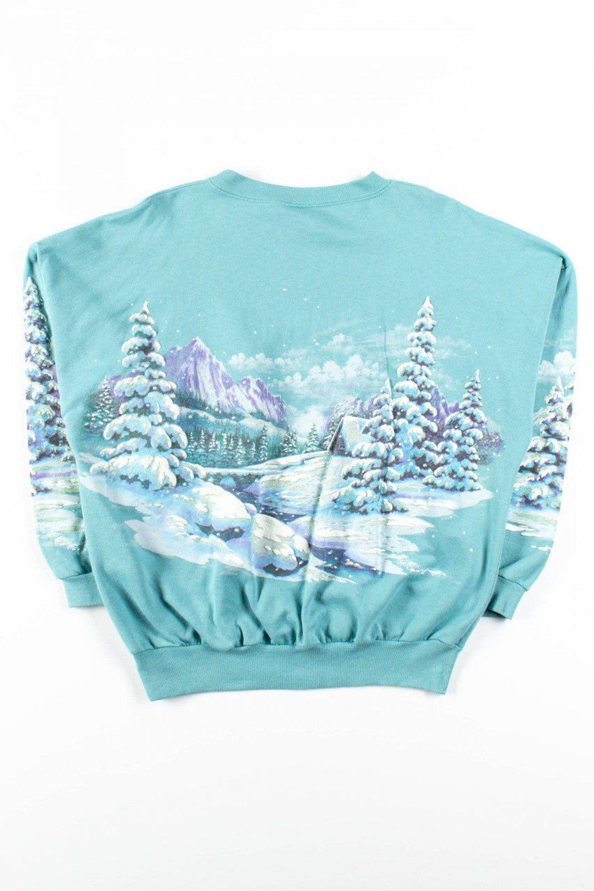 Minty Landscape Allover Graphic Sweatshirt