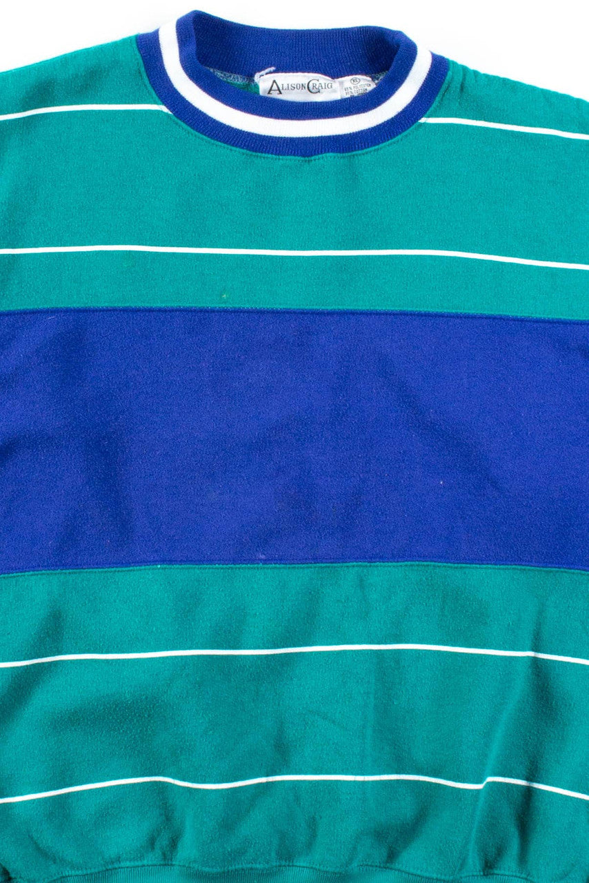 Emerald & Blue Striped Sweatshirt