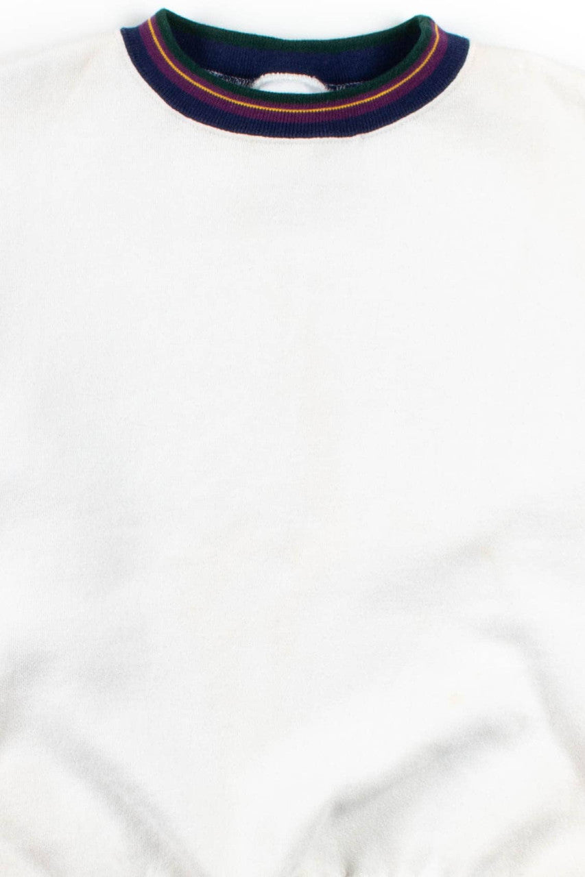 White & Navy Ringer Sweatshirt