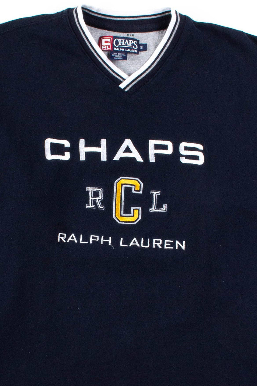 Black Chaps V-Neck Sweatshirt