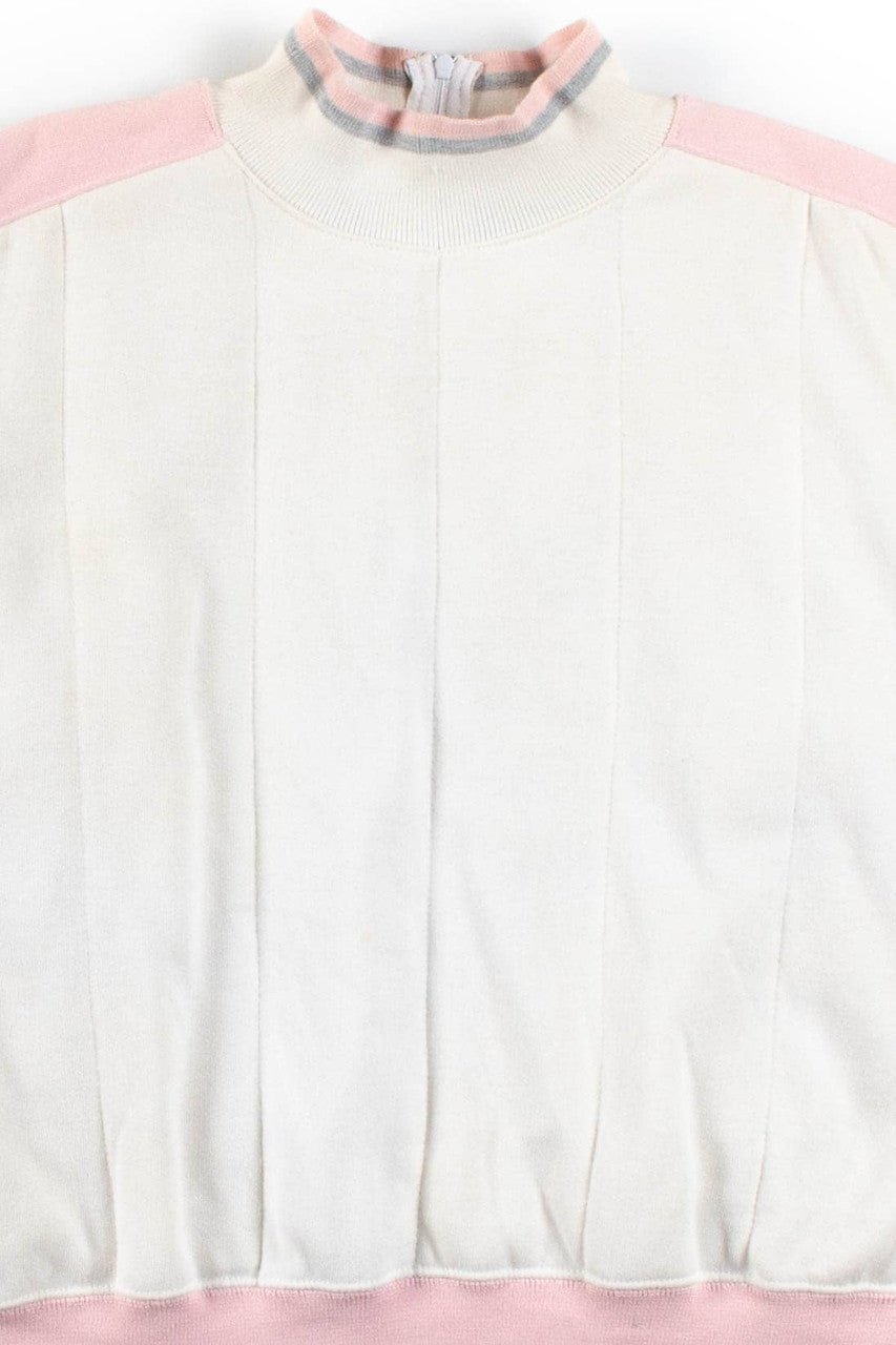 Cropped Quilted Pink & White Sweatshirt