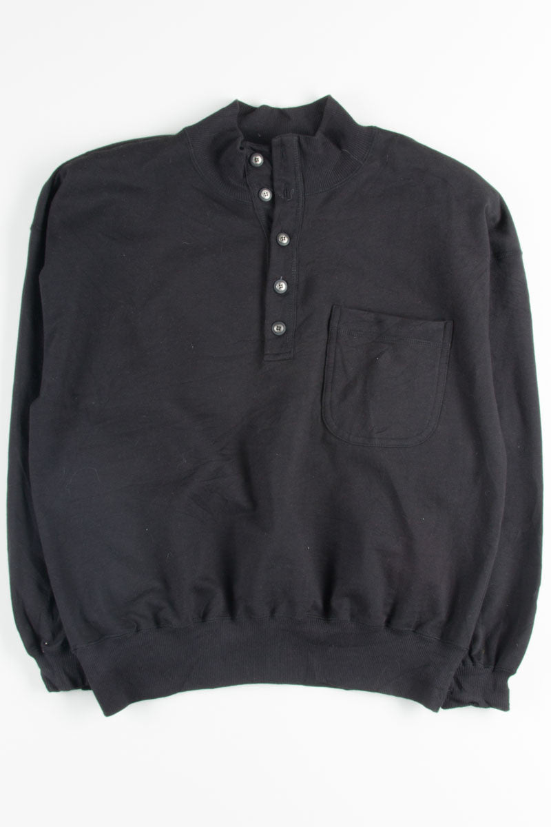 Black Button Up Pocket Sweatshirt 1