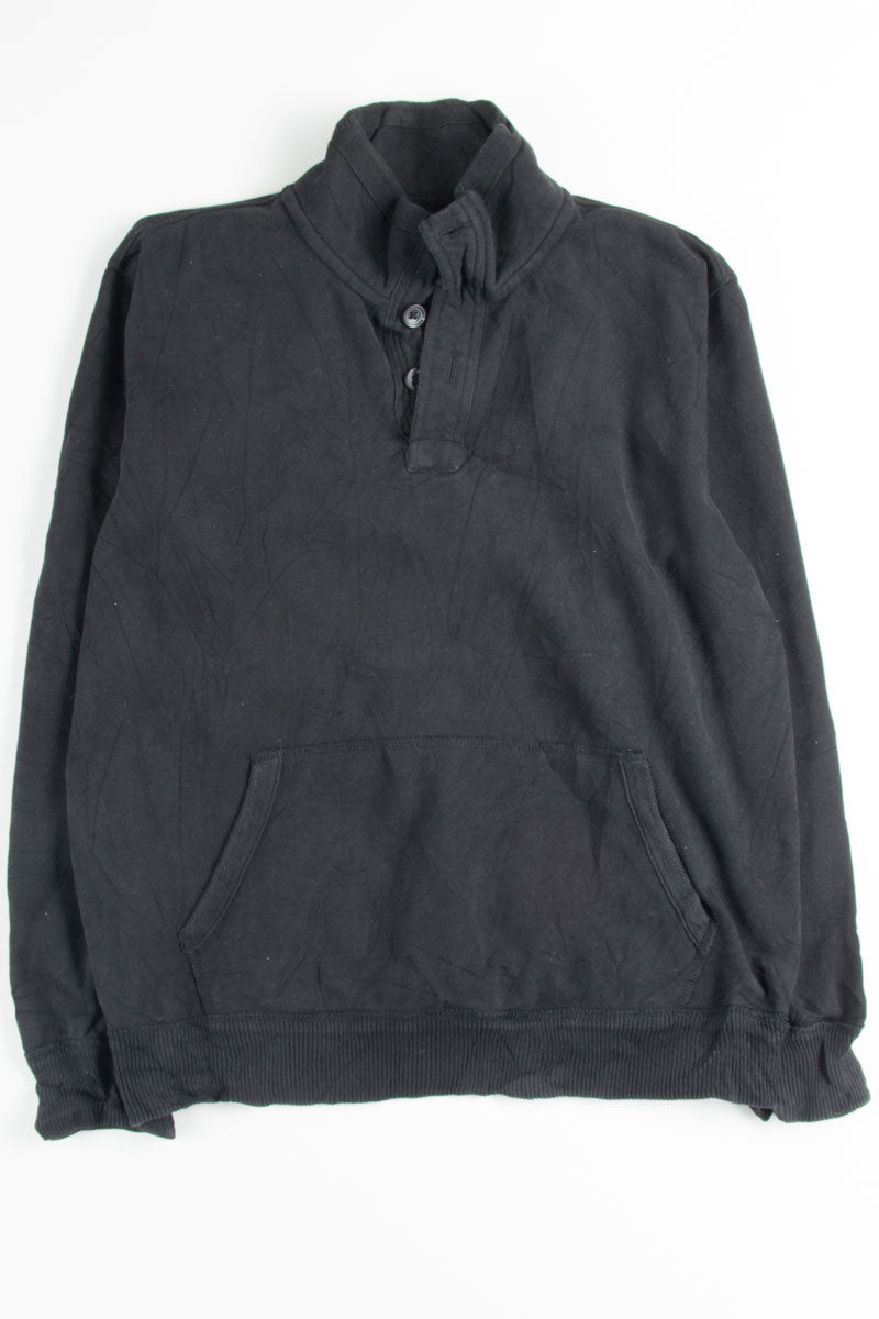 Black Button Up Pocket Sweatshirt