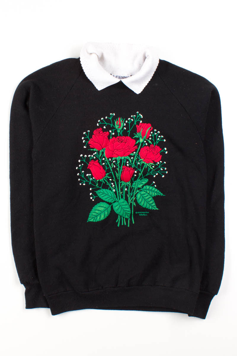 Black Roses Collared Sweatshirt
