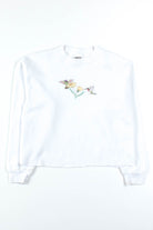 Embroidered Hummingbirds Cropped Sweatshirt