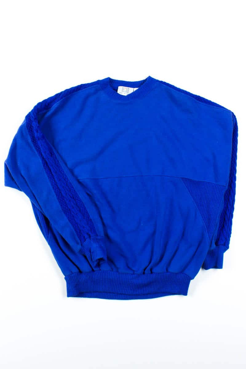 Blue Woven Panel Sweatshirt