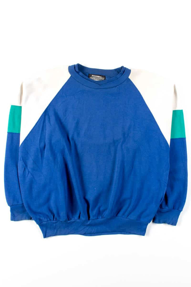 Blue & Green Color Block Sweatshirt