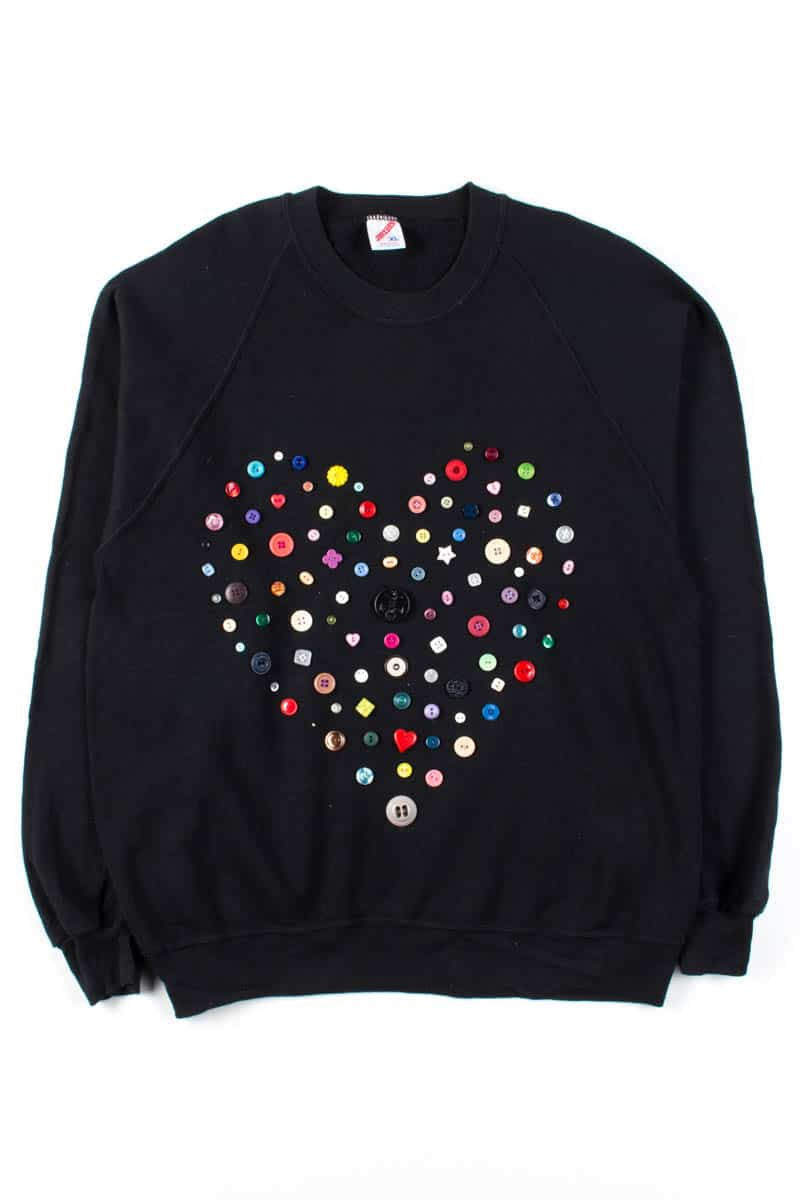 Button Heart Sweatshirt