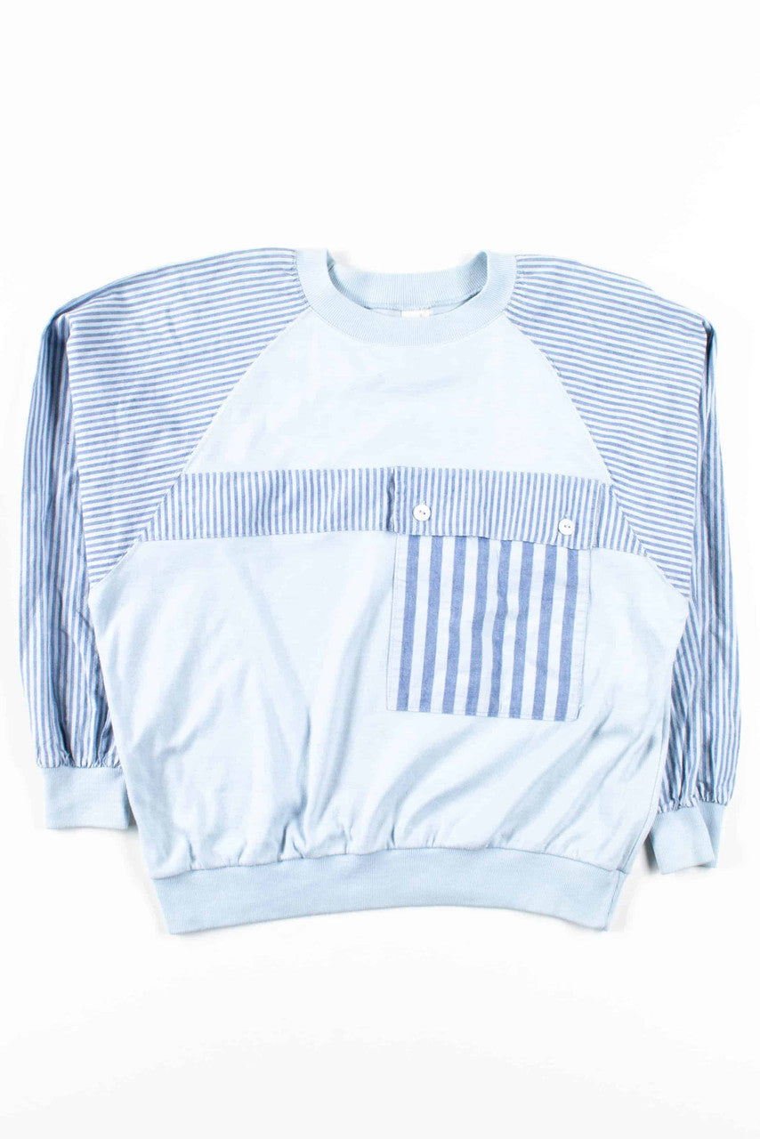 Blue Striped Pocket Sweatshirt