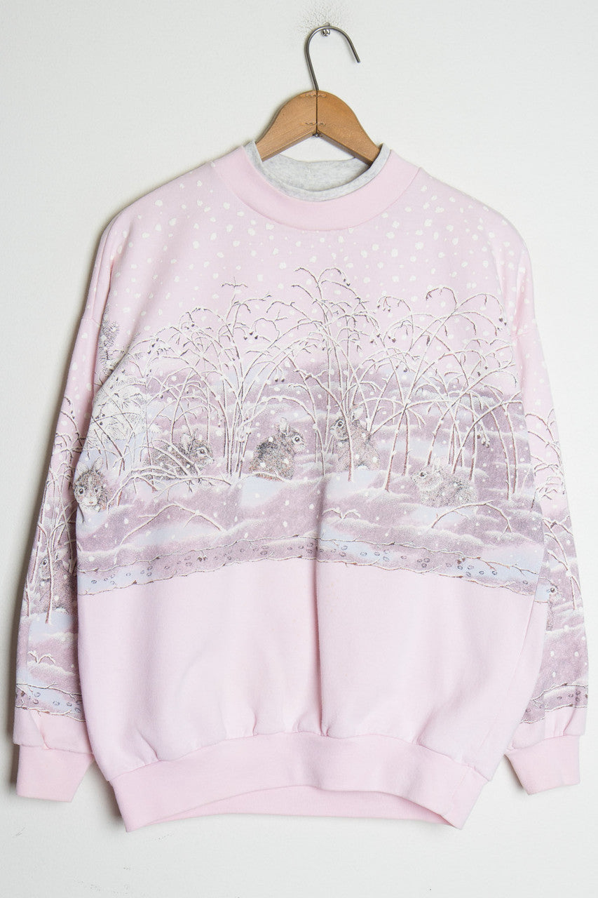 Cottontails in Winter Vintage Sweatshirt 1