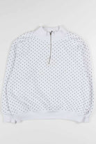 White Polka Dot Zip Up Sweatshirt