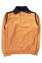 Brown Button Collar Terry Sweatshirt