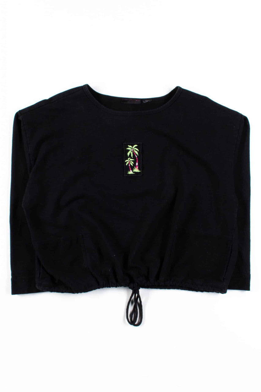 Palm Tree Patch Waist Tie Sweatshirt