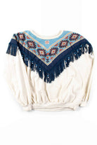 Bandana Fringe Beaded Sweatshirt (L)