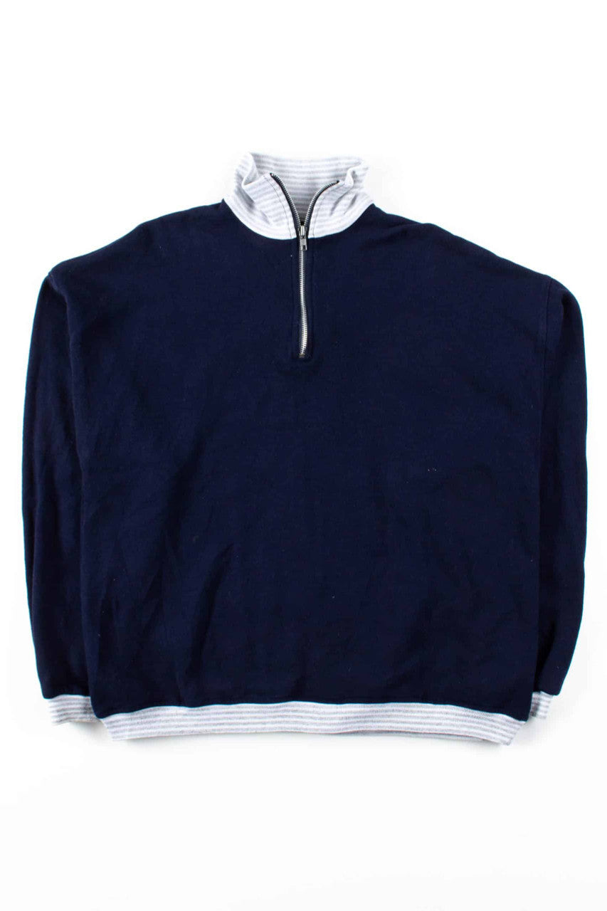 Navy Striped Zip Neck Sweatshirt