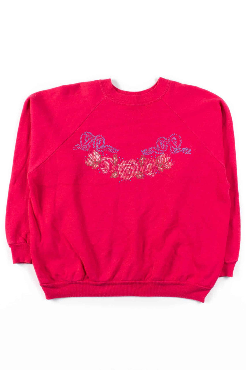 Pink Floral Bead Sweatshirt